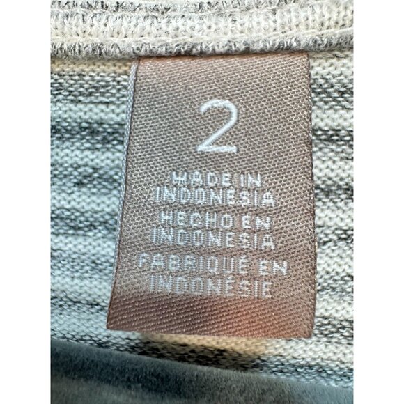 Chicos Womens Knitted Sweater Size 2 Gray Striped Pullover Lace Up Long Sleeves - Picture 3 of 14